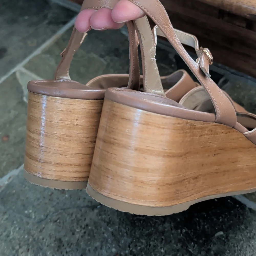Stuart Weitzman Carmen Platform Midi Blush Tan Platform Sandals